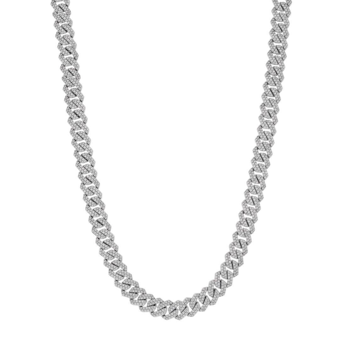 King Ice 15MM Iced Diamond Cut Miami Cuban Link Chain - White Gold - WHITE GOLD
